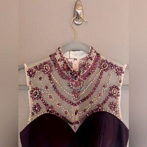 Dark purple/plum Milano Formals beaded sleeveless gown size 2